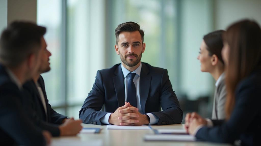 Professional standing firm in negotiation discussion