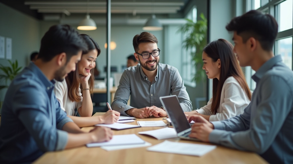 Diverse business team in collaborative discussion