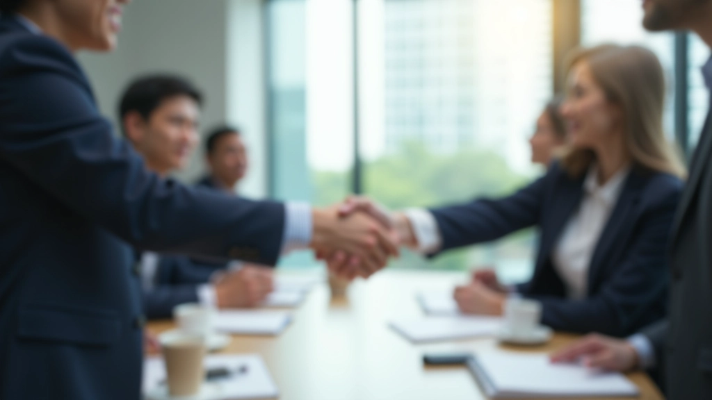 Business professionals in negotiation meeting